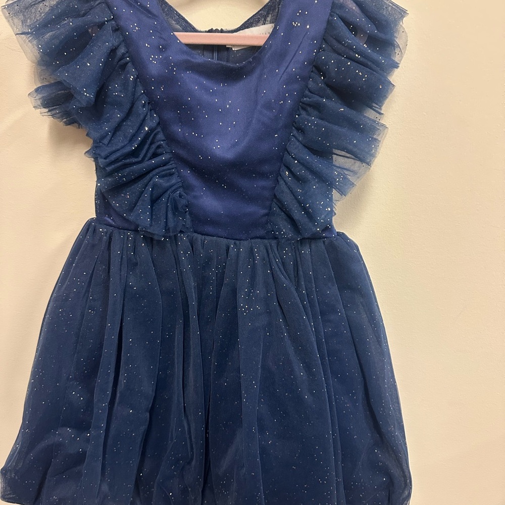 Sparkly Navy Blue Dress with Ruffle Details